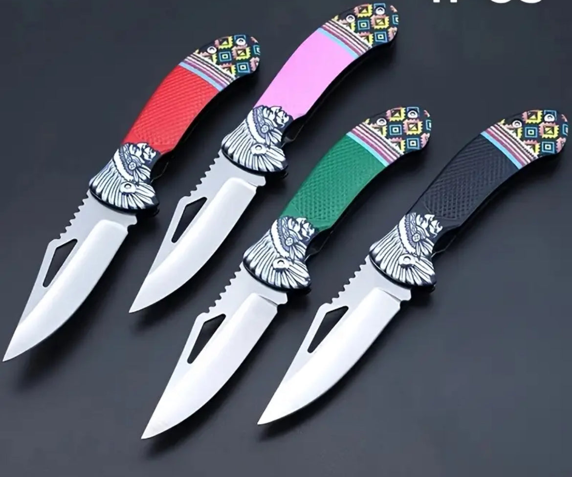 Back clip colorful pocket knife high hardness steel.