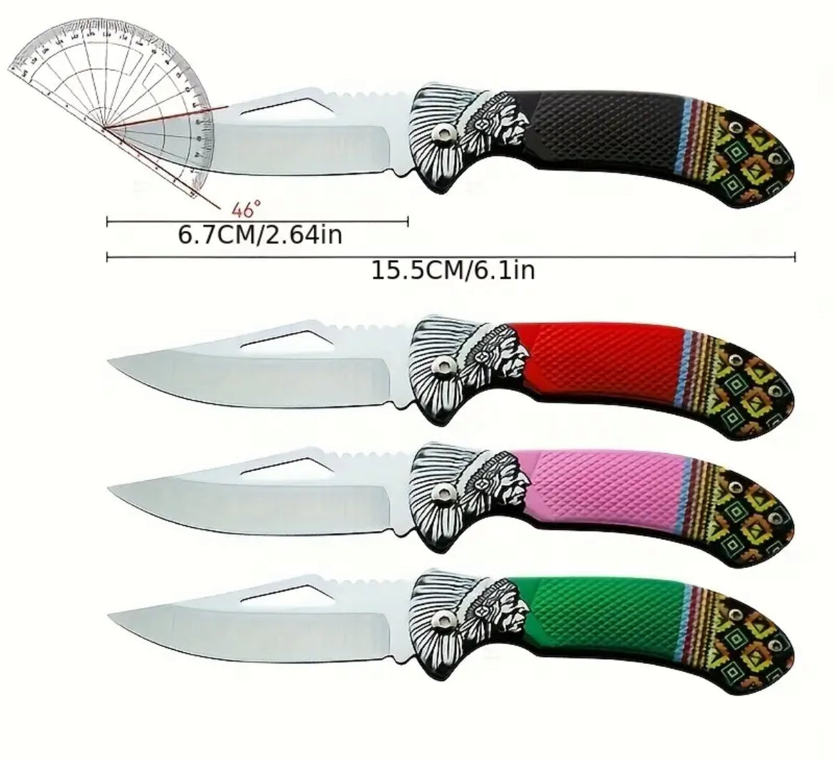 Back clip colorful pocket knife high hardness steel.