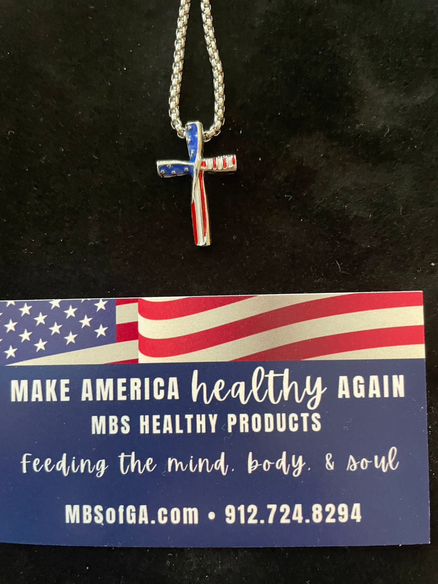 Patriotic Cross with 24 inch chain